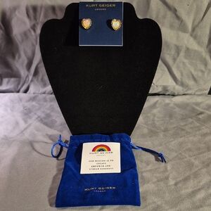 Kurt Geiger Gold and Pink Heart Earrings